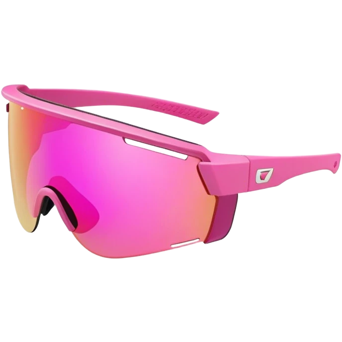 sporty pink shield visor sunglasses with extra thick frame and side protection, wraparound design, massive build, one-piece lens emoji