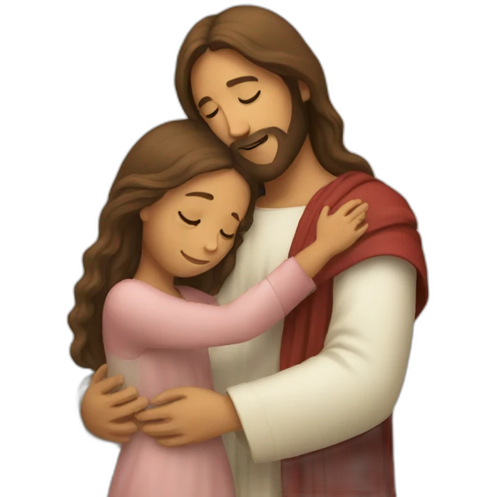 Jesus hugs a girl emoji