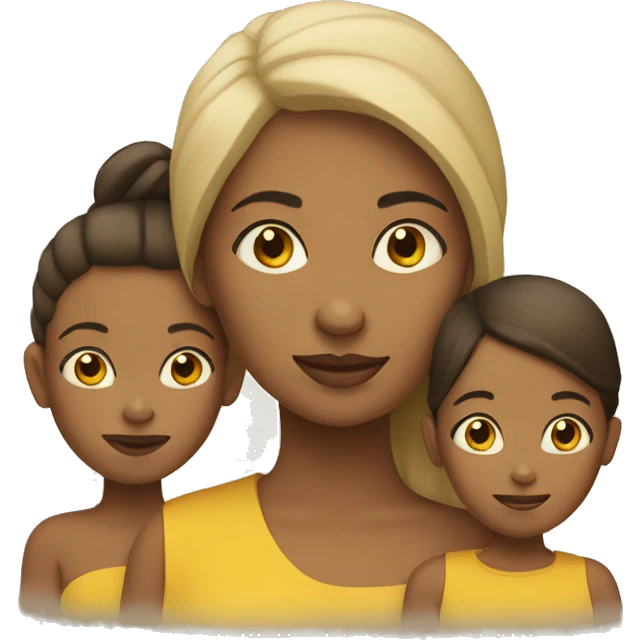 woman with 2 children in yellow skin tone emoji