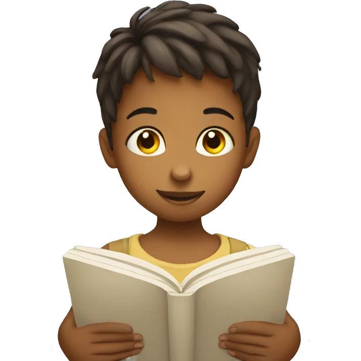 a child reading emoji