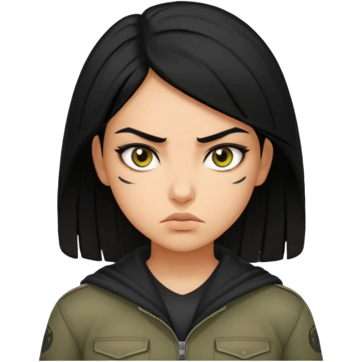 black haired badass girl emoji