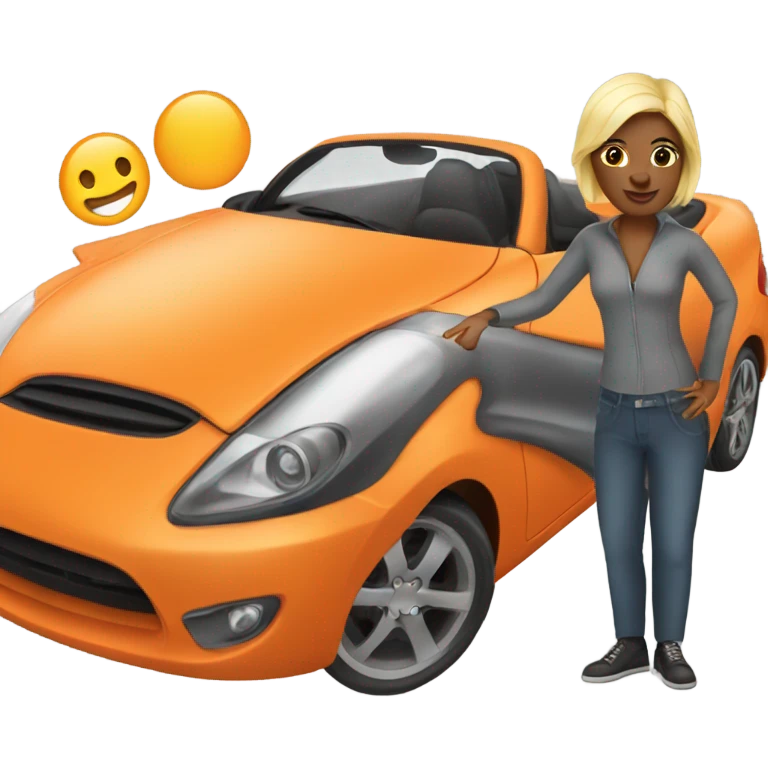 Lady in big orange car  emoji
