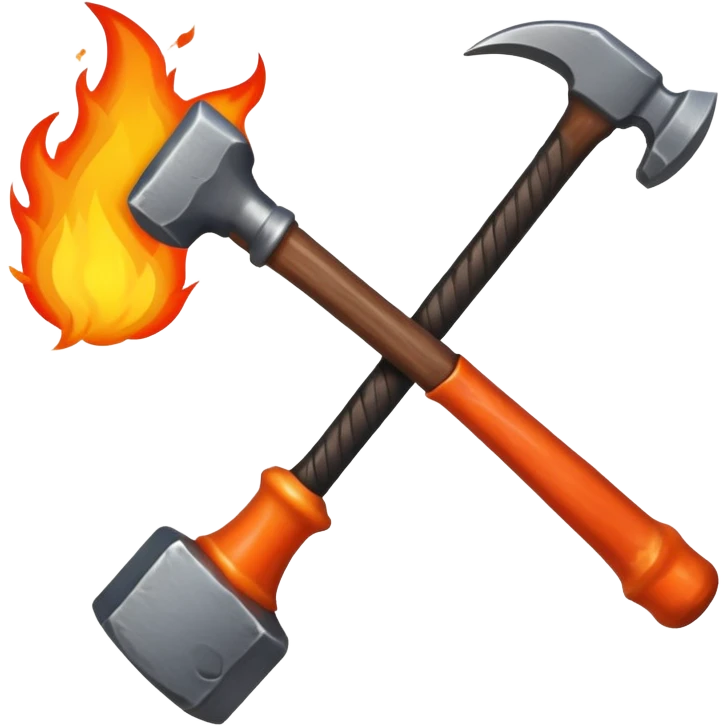 blacksmith hammer engulfed in flames emoji