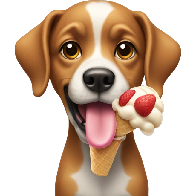 Dog holding an icecream emoji