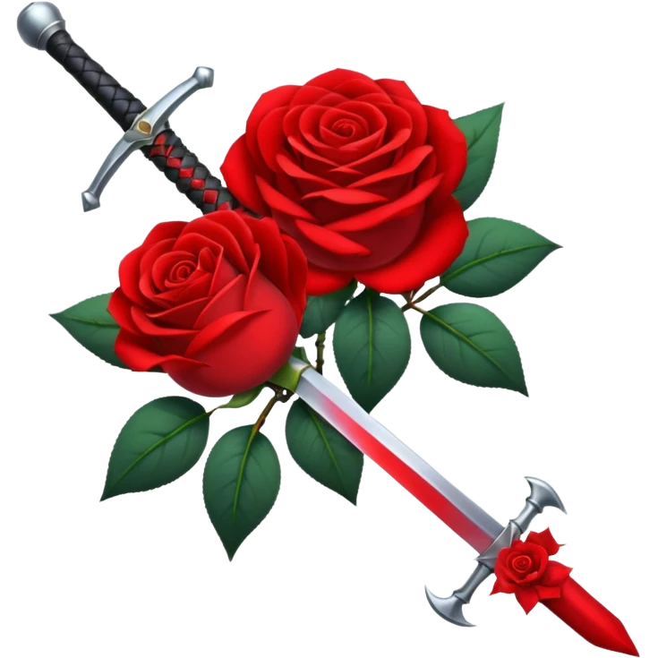 Crossed weapons with a rose emoji