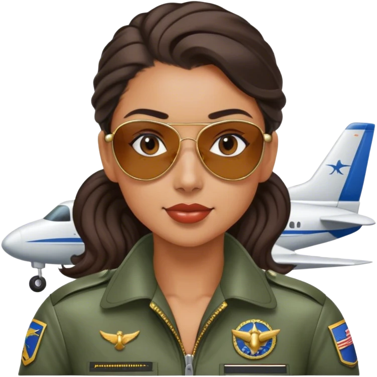 airplane pilot classic emoji mixed-race woman with slick back ponytail and wavy hair emoji