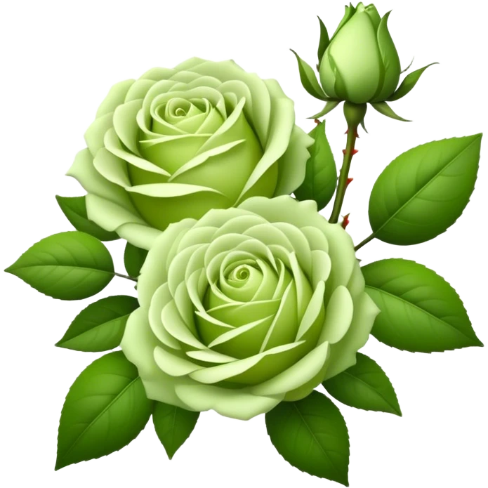 big bouquet Soft Green Tea Rose flower and bud, luxuriant, leaf, bud emoji