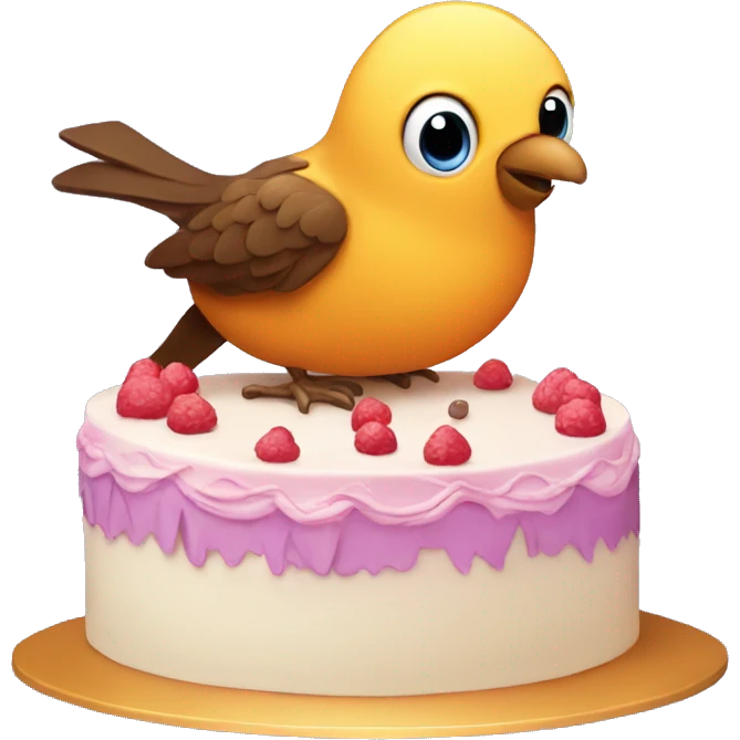 bird with cake emoji