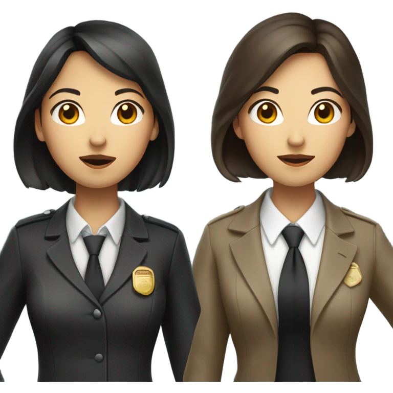 Two women detectives, one with brown hair and one with black hair. One Asian one white emoji