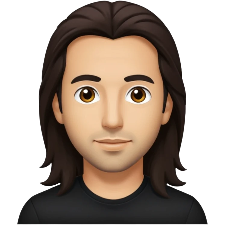 Howie Dorough with dark brown long hair, black shirt emoji