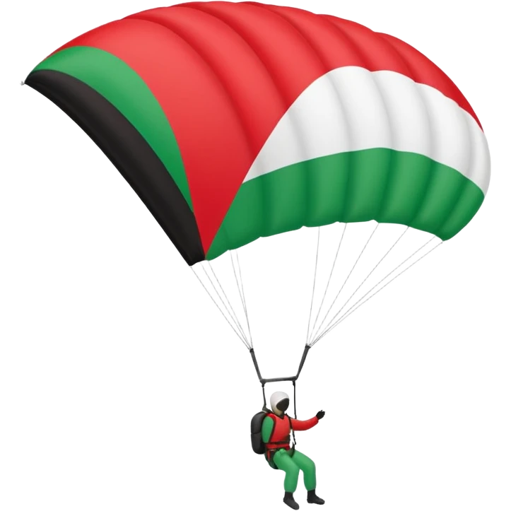 a palestinian flag with a paraglider, respect scrupulously the correct shapes and colours of the flag emoji