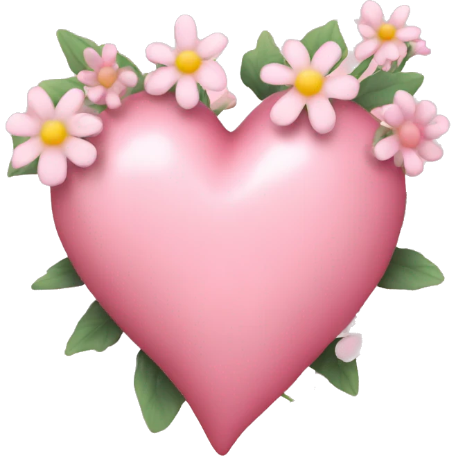 Delicate pink heart and flowers inside emoji