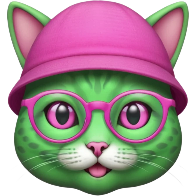 alien cat with pink hat  and spectacles emoji
