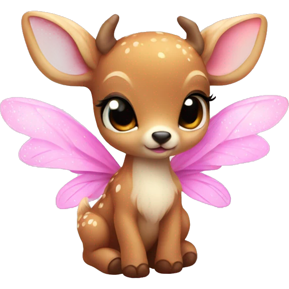 baby deer with fairy wings and a pink bow around its neck  emoji