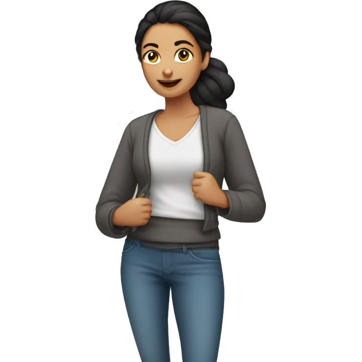 mujer morena crespa con buzo emoji