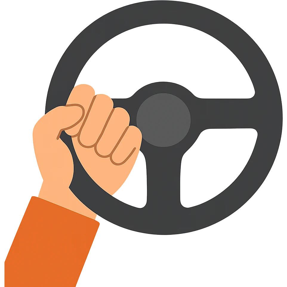 flat toon style hand gripping a steering wheel, focus on fingers emoji