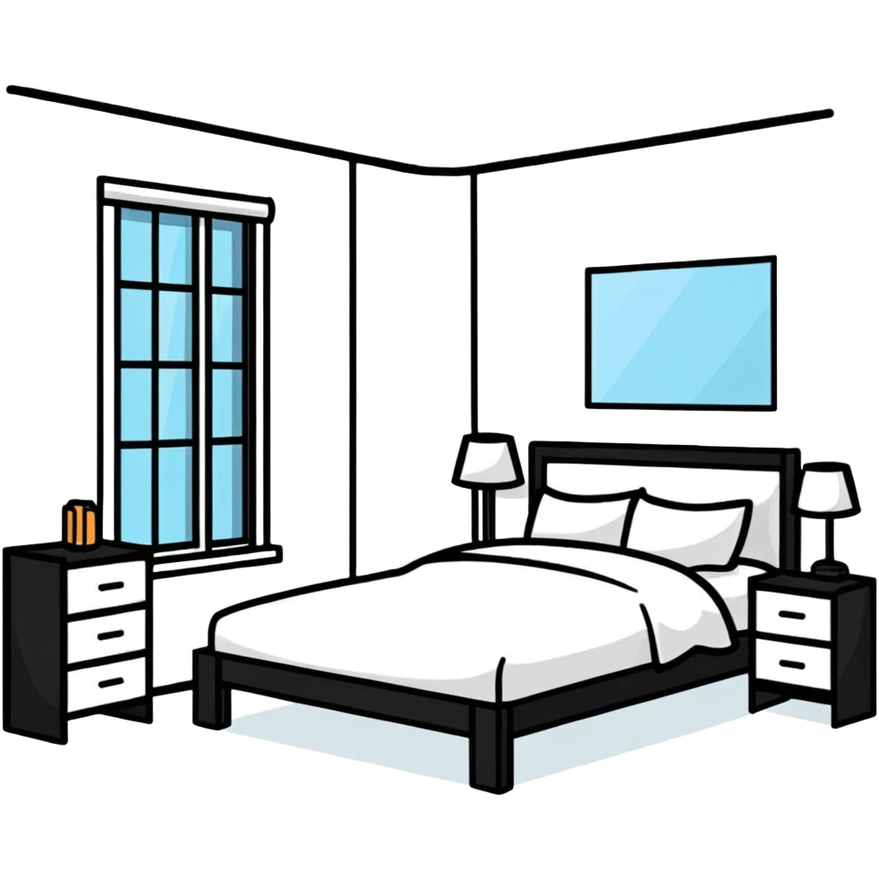 clean minimalist aesthetic bedroom with natural light emoji