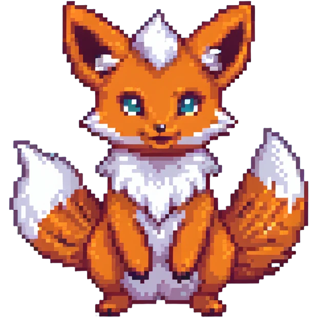 Vulpix Pokemon fox with six tails and orange-red fur emoji