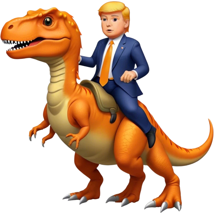Donald Trump riding t-rex emoji