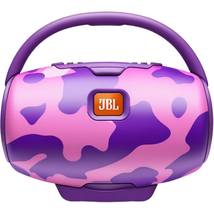 Ultra simple JBL Clip 4 speaker with pink and purple camouflage pattern, iOS emoji style emoji