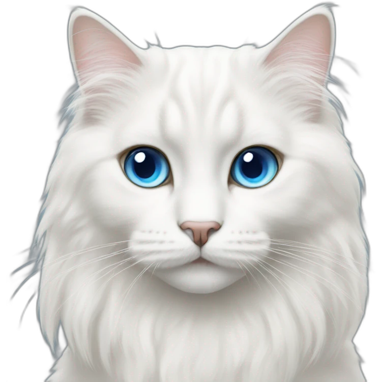white britisch longhair cat with Blue eyes emoji