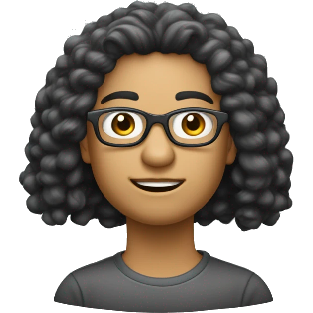 mullher de cabelo longo preto na altura dos ombros, oculos de grau, morea emoji