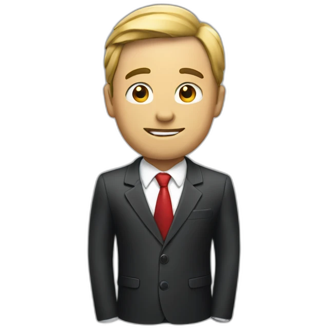 Man in classic suit with YouTube head emoji