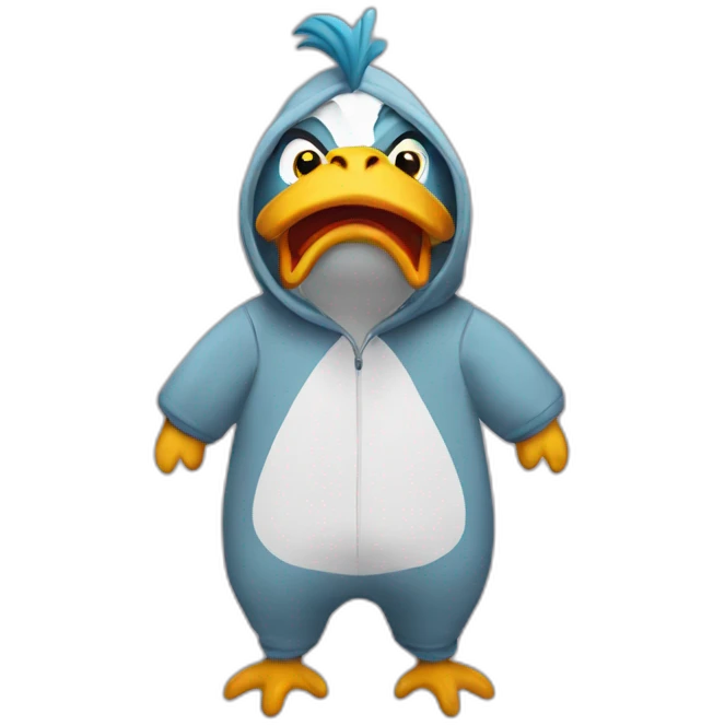 rooster in shark-onesie emoji