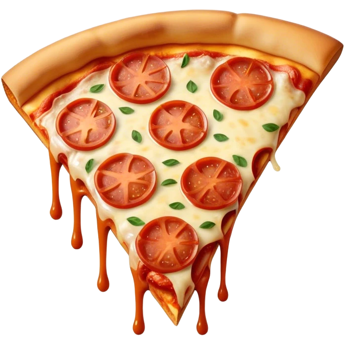 A single slice of pizza with melted cheese and toppings. emoji