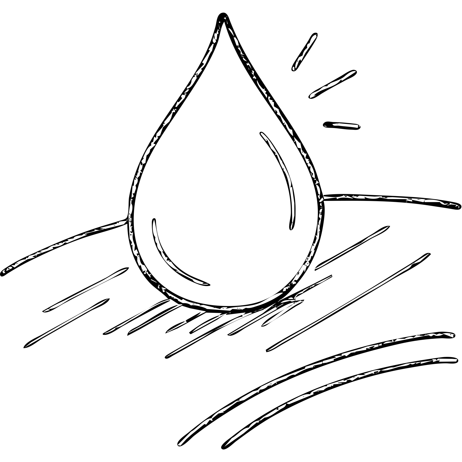 hand-drawn outlined icon of a light blue or silver water droplet sliding on glossy black paint of a high-end vehicle, subtle repellent effect with lines, clean and modern emoji