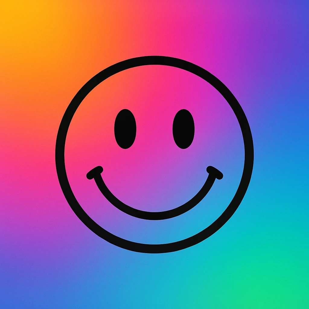 frame 1 with colorful gradient background and a smiley face, no grid lines emoji