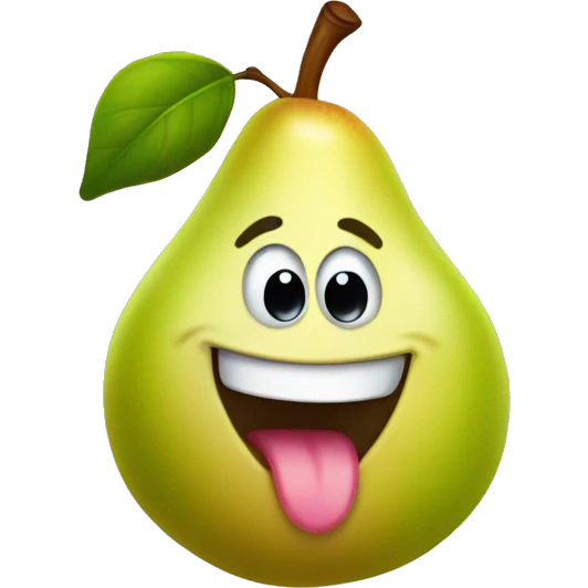 A cute pear with tongue out emoji