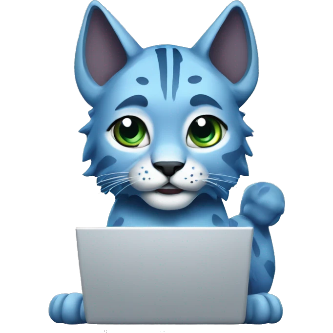 A blue lynx with a laptop emoji