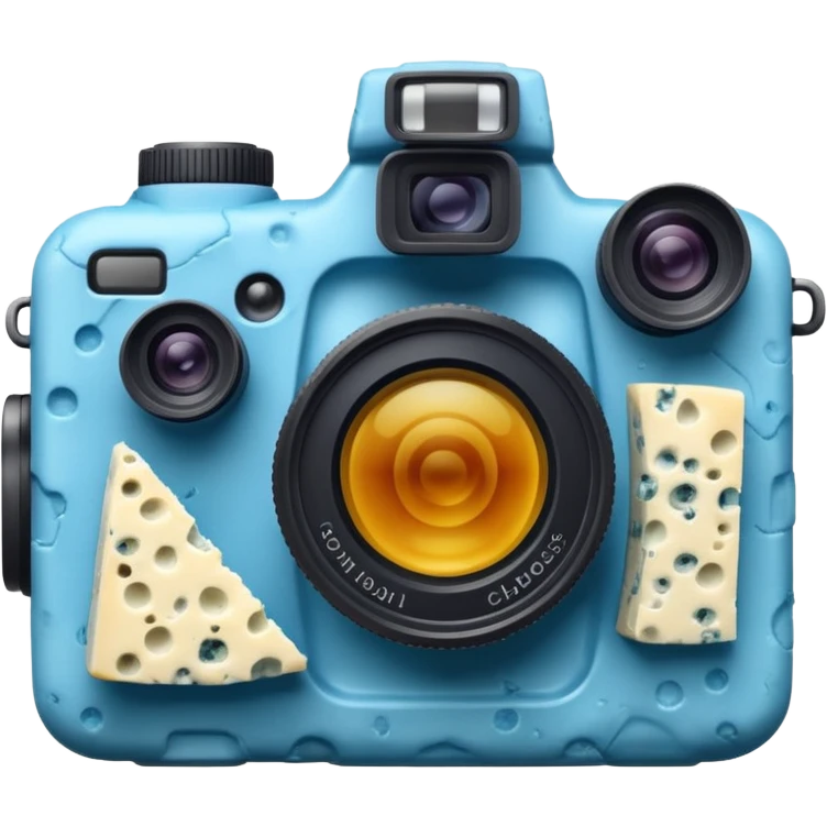 Camera made out of blue cheese emoji