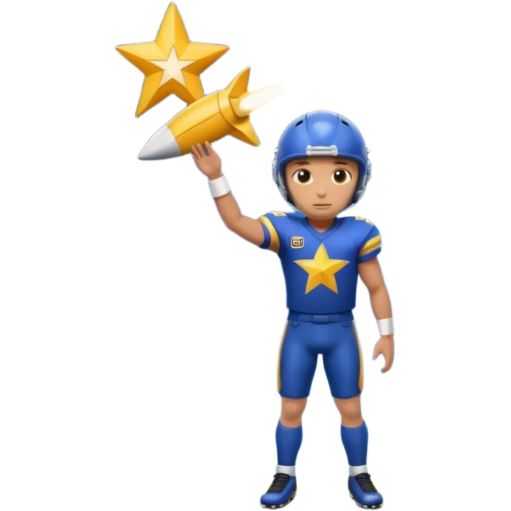 A football player standing in front of a shooting star emoji