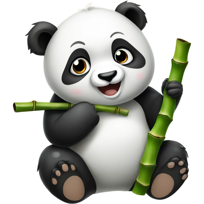 Panda with a really cute face eating bamboo emoji
