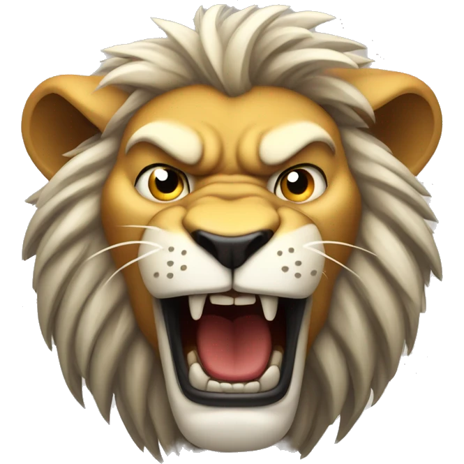 Angry lion roars wriggling his head emoji