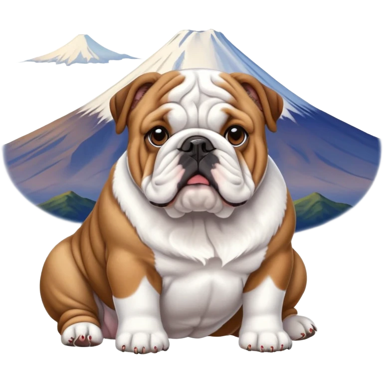 English bulldog gazing at Mount Fuji emoji