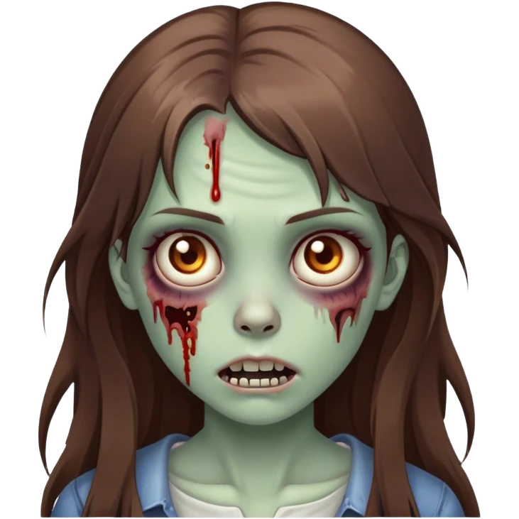 zombie girl pretty with long brown hair with side bangs  emoji