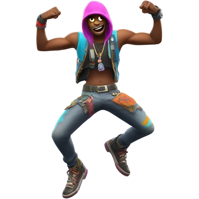 A Fortnite character gridding emoji