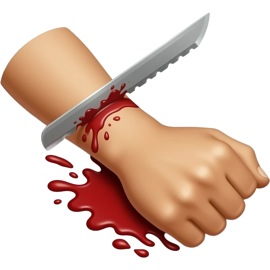 razor blade cutting forearm and bleeding emoji
