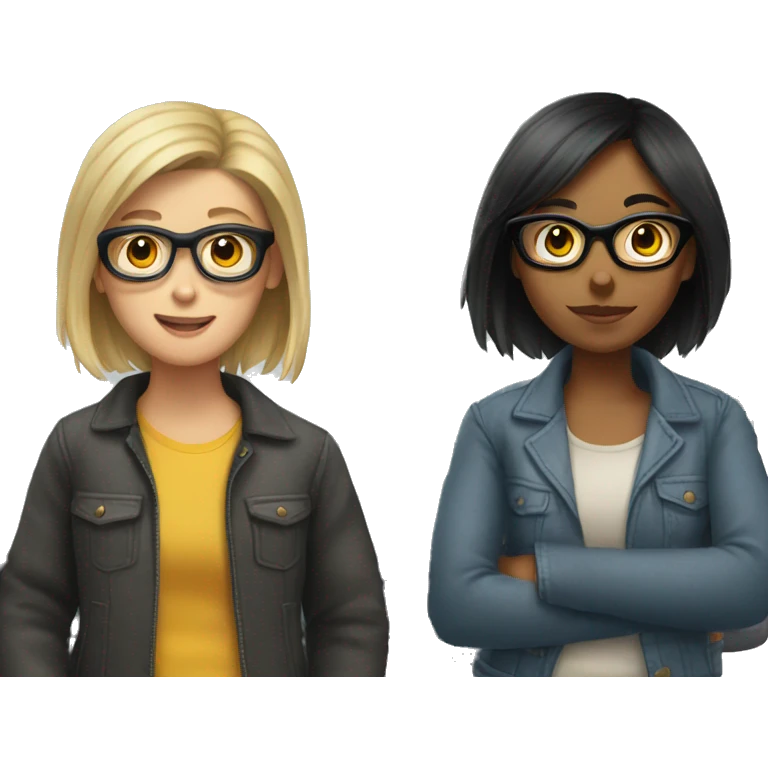 Truck and girl with glasses and dark hair emoji