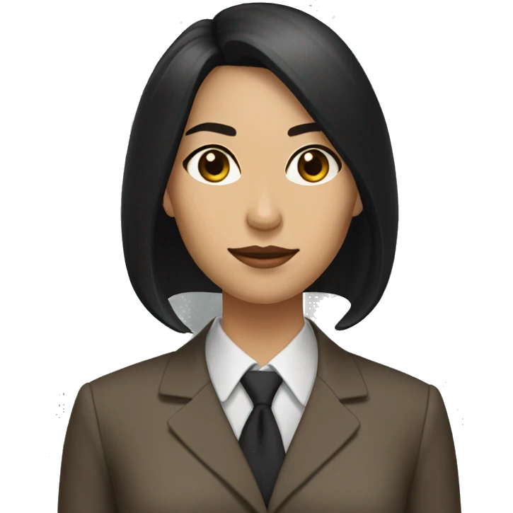 Female defense attorney with long black hair with brown suit emoji