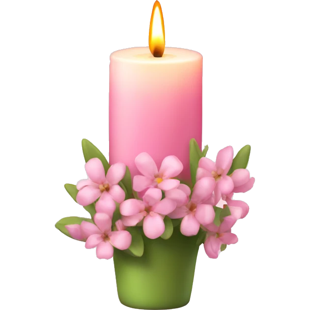 Spring candle with light pink flowers  emoji