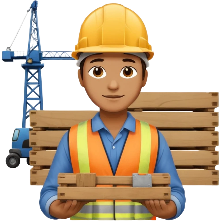 Worker with pallet in port area, import. emoji