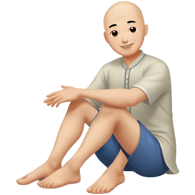 Buddhist man rubbing salesmen feet emoji