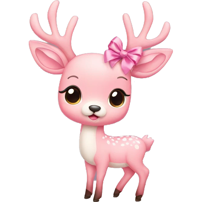 Baby pink deer with ribbon emoji