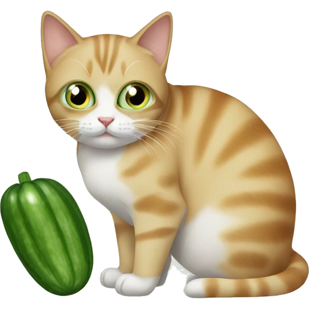 Cat using cucumbers emoji