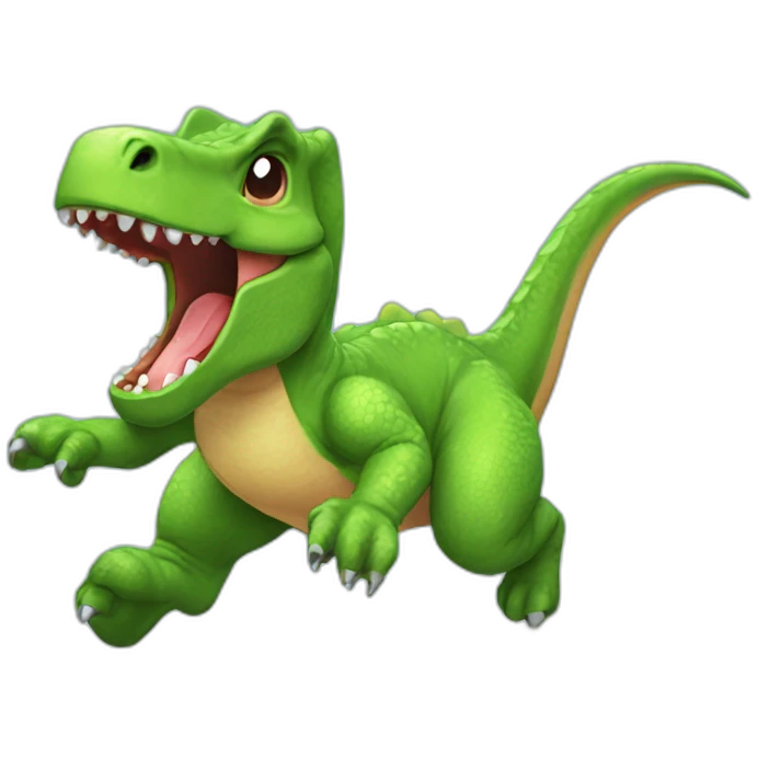 Cute dino jumping realistic in pixel art emoji