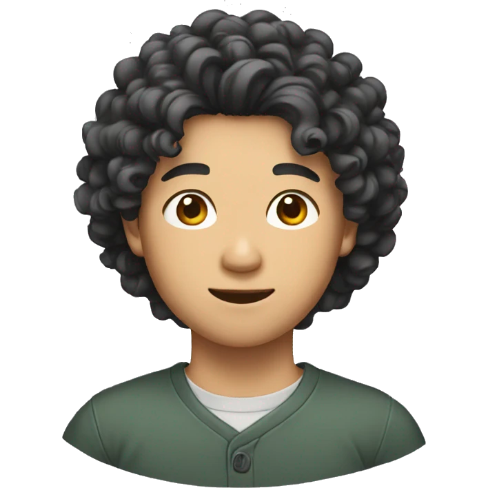 asian guy with curly hair  emoji